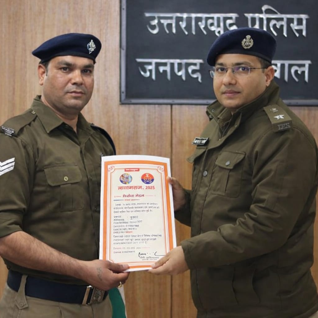 महाकुंभ-2025 में उत्कृष्ट सेवा पर पौड़ी पुलिस के तीन जवानों को मिला सम्मान