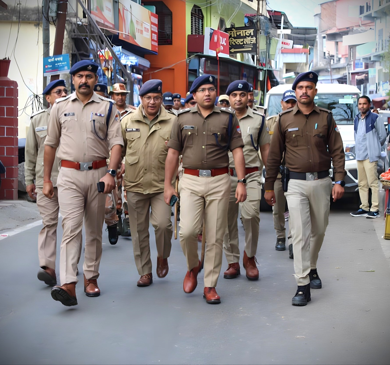 चमोली पुलिस एवं अर्द्धसैनिक बलों ने गोपेश्वर क्षेत्र में किया फ्लैग मार्च