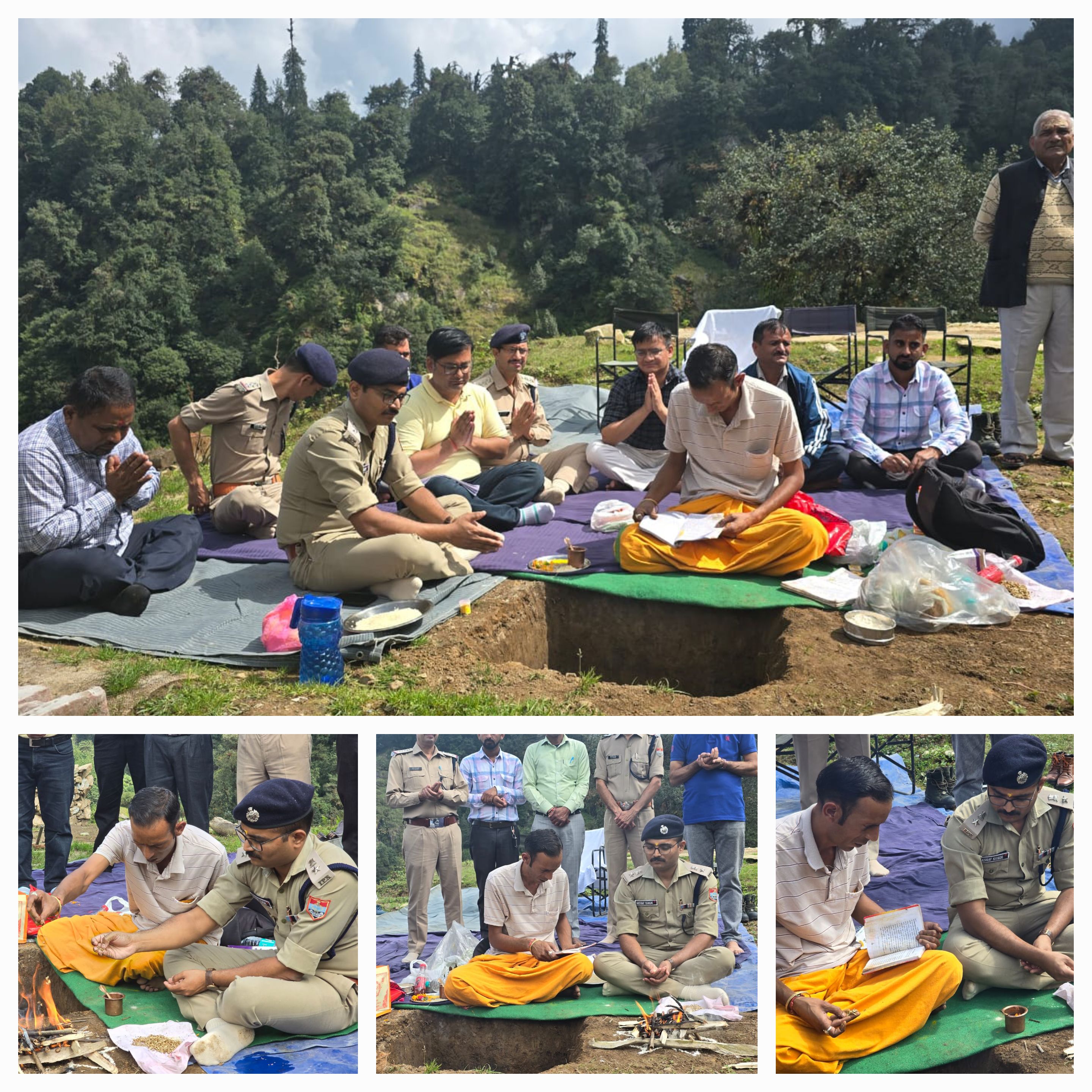 चोपता पुलिस चौकी भवन निर्माण से पूर्व एसपी कोंडे ने किया भूमि पूजन