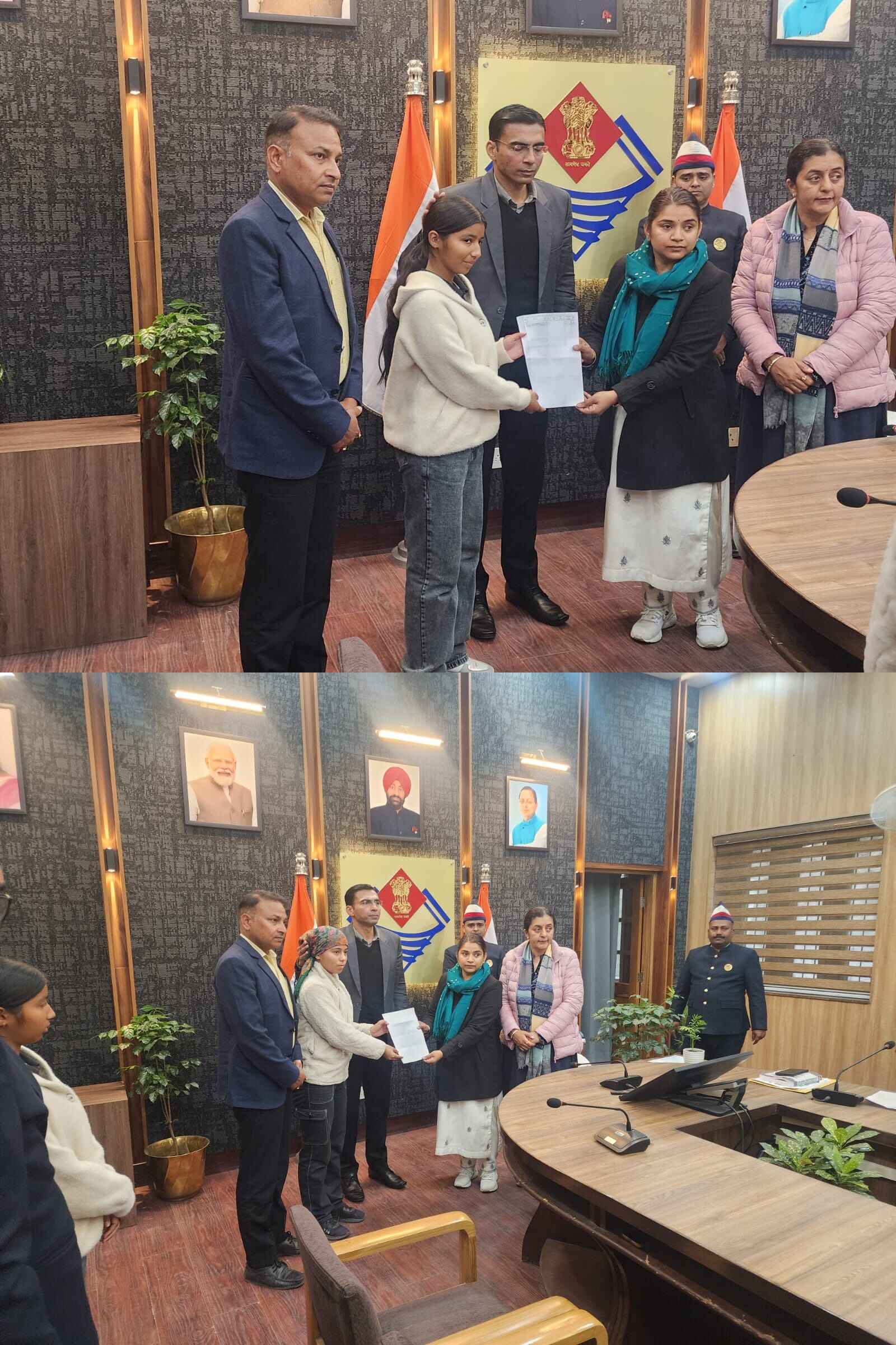 नन्दा सुनंदा योजना के तहत 2 बालिकाओं को डीएम ने दिया 1-1 लाख का अनुदान