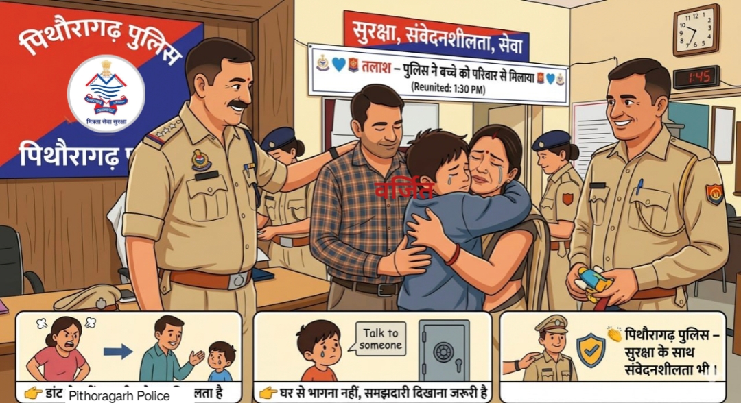 3 घंटे में पिथौरागढ़ पुलिस ने नाबालिग को ढूंढकर सुरक्षित परिजनों से मिलाया