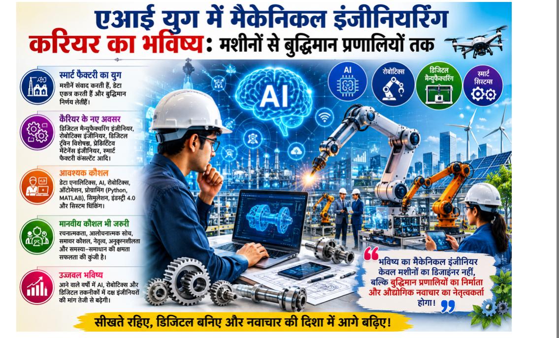 एआई युग में मैकेनिकल इंजीनियरिंग करियर का भविष्य: मशीनों से बुद्धिमान प्रणालियों तक